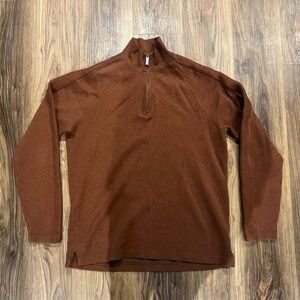 Eddie Bauer Men’s Quarter Zip Sweater - Large Tall - 100% Cotton Brown